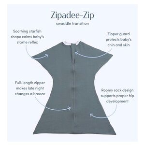 Sleeping Baby Grey Zipadee-Zip Swaddle Sleep Sack Transition Medium 6-12 Months